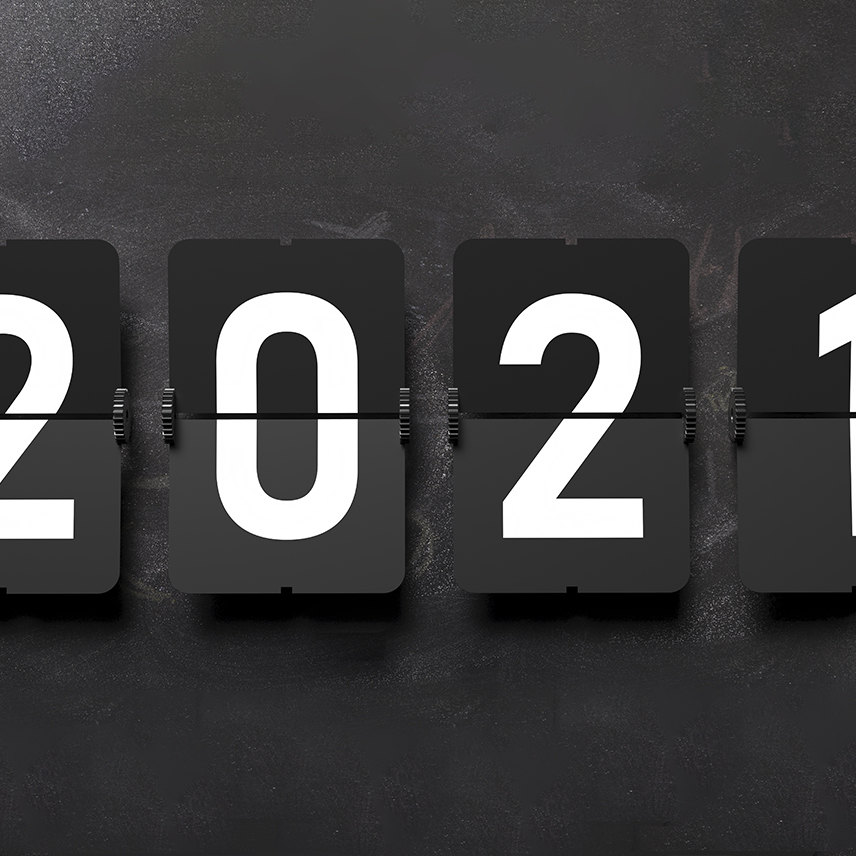 The numbers 2021 on a black board